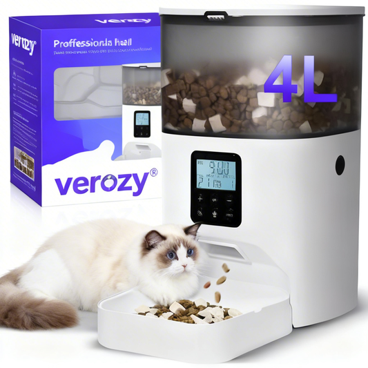 verozy® Purr-sonal Automatic Cat Feeder: Your Kitty's 24/7 Snack Butler – Timed Portions, Freshness Lock & Mess-Free Feeding for Happy Purrs!